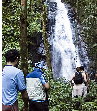 Reaching the waterfall at the end of La Novia de la Montaña Hike in Boquete, Panama